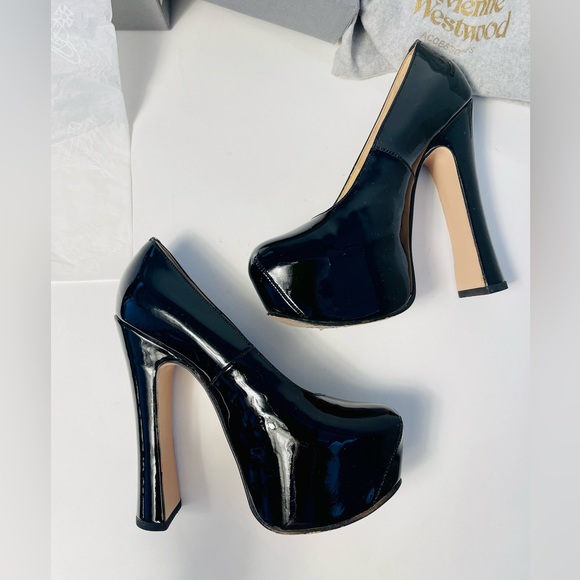Vivienne Westwood BLACK PATENT LEATHER ELEVATED COURT SHOES IT37 - Picture 4 of 16